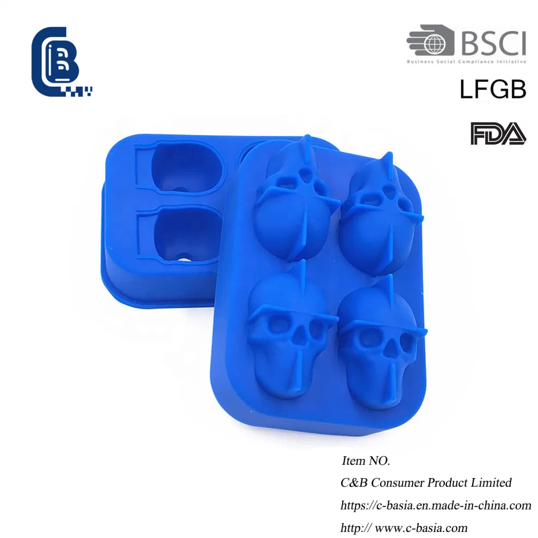 3D Skull Silicone Ice Cube Mold Tray Make Skulls Round Ice Cube Maker Kitchenware Bar Tools